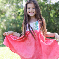 Handmade Girls Lei Print Twirl Dress – Rainbow Flower Design, 100% Cotton | Made in Maui, Hawaii