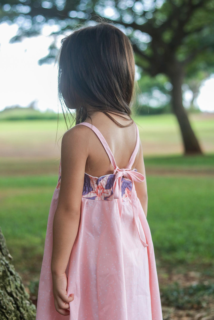 Girls Dress - Orchid Print  - Toddler Dress - Baby Girl Dress - Twirly Dress with Adjustable Straps-  Made in Maui, Hawaii