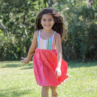 Handmade Girls Lei Print Twirl Dress – Rainbow Flower Design, 100% Cotton | Made in Maui, Hawaii