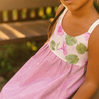 Handmade Hawaiian Girls Twirl Dress – Pohuehue Flower Cotton Dress