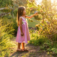 Handmade Hawaiian Girls Twirl Dress – Pohuehue Flower Cotton Dress