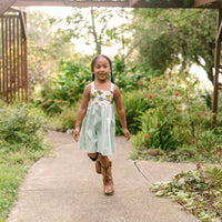 Girls Twirl Dress - ʻAmakihi Bird Dress - Handmade Hawaiian Cotton Dress - Toddler & Baby Girls Dress