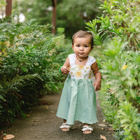 Girls Dress - 'Ilima Flower Print with Twirly Skirt and Lace - Hawaii Floral Toddler Dress - Baby Girl Dress - Handmade in Maui, Hawaii USA