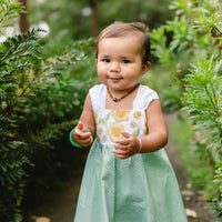 Girls Dress - 'Ilima Flower Print with Twirly Skirt and Lace - Hawaii Floral Toddler Dress - Baby Girl Dress - Handmade in Maui, Hawaii USA