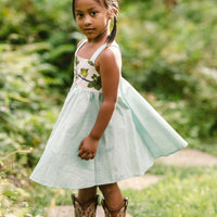 Girls Twirl Dress - ʻAmakihi Bird Dress - Handmade Hawaiian Cotton Dress - Toddler & Baby Girls Dress