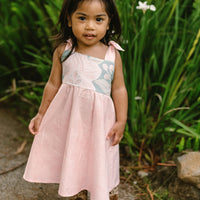 Blush Pink Orchid Twirl Dress | Adjustable Tie Strap Girls Dress