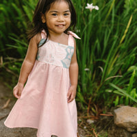 Blush Pink Orchid Twirl Dress | Adjustable Tie Strap Girls Dress