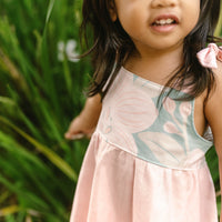 Blush Pink Orchid Twirl Dress | Adjustable Tie Strap Girls Dress
