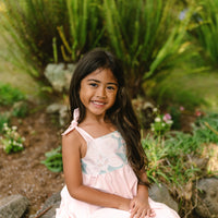 Blush Pink Orchid Twirl Dress | Adjustable Tie Strap Girls Dress
