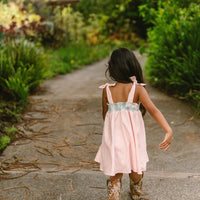 Blush Pink Orchid Twirl Dress | Adjustable Tie Strap Girls Dress