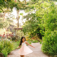 Blush Pink Orchid Twirl Dress | Adjustable Tie Strap Girls Dress