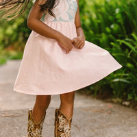 Blush Pink Orchid Twirl Dress | Adjustable Tie Strap Girls Dress