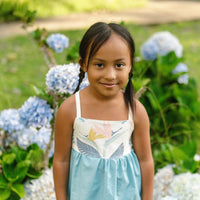 Girls Bird of Paradise Dress - Handmade Hawaiian Cotton Sundress with Fringe Trim