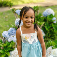 Girls Bird of Paradise Dress - Handmade Hawaiian Cotton Sundress with Fringe Trim