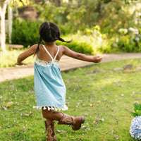 Girls Bird of Paradise Dress - Handmade Hawaiian Cotton Sundress with Fringe Trim