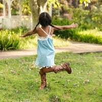 Girls Bird of Paradise Dress - Handmade Hawaiian Cotton Sundress with Fringe Trim