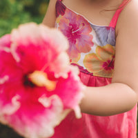Girls Dress - Bright Multi Colored Hibiscus Print - Toddler Dress - Baby Girl Dress - Small Batch Ethically Made in Maui, Hawaii USA