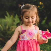 Girls Dress - Bright Multi Colored Hibiscus Print - Toddler Dress - Baby Girl Dress - Small Batch Ethically Made in Maui, Hawaii USA