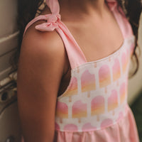 Girls Dress - Ombre Popsicles with Pink Twirly Skirt and Adjustable Straps - Baby, Toddler or Kid's Dress - Handmade in Maui, Hawaii USA