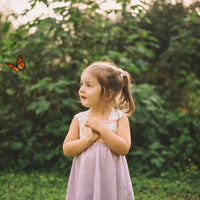 Girls Dress - Monarch Butterfly Print with Lace and Twirly Purple Skirt - Baby, Toddler or Kids Dress - Handmade in Maui, Hawaii