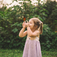 Girls Dress - Monarch Butterfly Print with Lace and Twirly Purple Skirt - Baby, Toddler or Kids Dress - Handmade in Maui, Hawaii