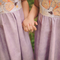 Girls Dress - Monarch Butterfly Print with Lace and Twirly Purple Skirt - Baby, Toddler or Kids Dress - Handmade in Maui, Hawaii