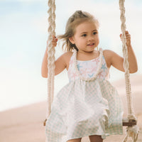 Girls Dress - Starfish and Checkered Print - Baby, Toddler or Kid's Dress - Handmade in Maui, Hawaii USA