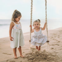 Girls Dress - Starfish and Checkered Print - Baby, Toddler or Kid's Dress - Handmade in Maui, Hawaii USA