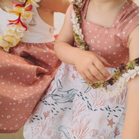 Girls Dress - Ocean Friends Print Dress - Coastal Themed Baby, Beach Ocean Loving Toddler or Kids Dress - Handmade in Maui, Hawaii USA