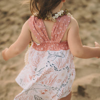 Girls Dress - Ocean Friends Print Dress - Coastal Themed Baby, Beach Ocean Loving Toddler or Kids Dress - Handmade in Maui, Hawaii USA