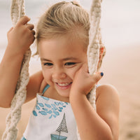 Girls Dress - Nautical Sailboat and Fish Print Dress - Baby, Toddler or Kids Dress - Small Batch Handmade in Maui, Hawaii