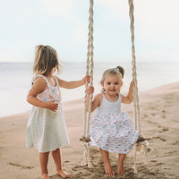 Girls Dress - Starfish and Checkered Print - Baby, Toddler or Kid's Dress - Handmade in Maui, Hawaii USA