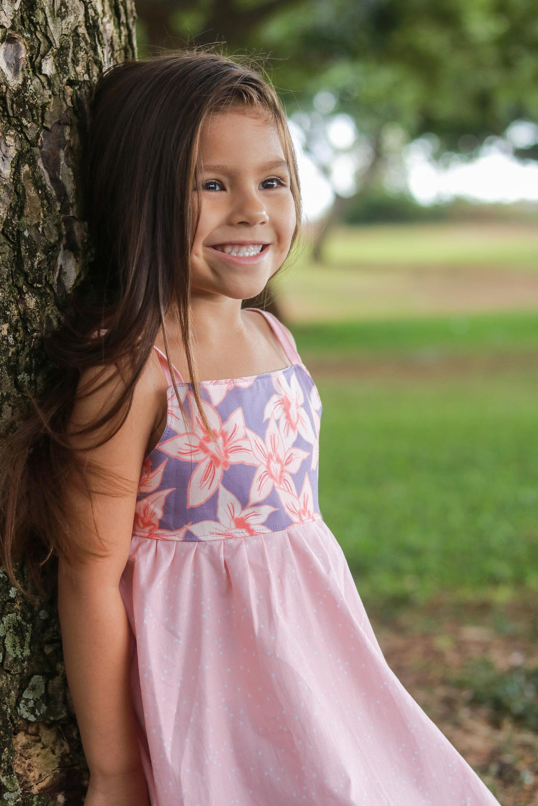 Girls Dress - Orchid Print  - Toddler Dress - Baby Girl Dress - Twirly Dress with Adjustable Straps-  Made in Maui, Hawaii