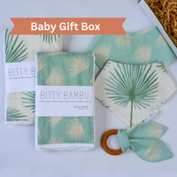 FanPalm Tropical Baby Gift Set | Hawaiian Baby Shower Gift | Burp Cloths, Bib & Teether | Handmade in Maui
