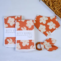 Hibiscus Baby Gift Set | Hawaiian Baby Shower Gift | Burp Cloths, Bib & Teether | Handmade in Maui