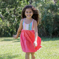Handmade Girls' Lei Twirl Dress | Rainbow Lei Print 100% Cotton | Shirred Back | Made in Maui, Hawaii