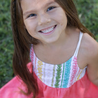 Handmade Girls' Lei Twirl Dress | Rainbow Lei Print 100% Cotton | Shirred Back | Made in Maui, Hawaii