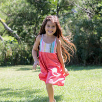 Handmade Girls' Lei Twirl Dress | Rainbow Lei Print 100% Cotton | Shirred Back | Made in Maui, Hawaii