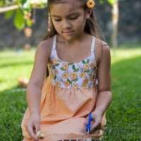 Handmade Girls' Puakenikeni Dress with Fringe | Toddler & Baby Girl Dress | 100% Cotton | Made in Hawaii