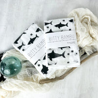 Shark Black and White Baby Burp Cloth - Baby Boy or Girl Gift - Ocean Theme Nursery Gift - Nautical Layette Gift- Made in Maui, Hawaii USA