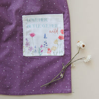 Handmade Girls' Wildflowers Dress with 'Love Her But Leave Her Wild' Quote Pocket | Shirred Back | Made in Maui, Hawaii