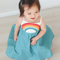 Handmade Girls Rainbow Dress with Full Twirling Skirt | 100% Cotton | Made in Maui, Hawaii