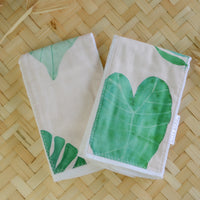 SALE - Baby Burp Cloth Set of TWO - Layette Gift- 'Watercolor Leaves' - Made in Maui, Hawaii USA