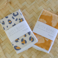 SALE | Animal Print and Banana Leaf Burp Cloth - Baby Gift Set - Cheetah Mustard Print Baby Gift - Newborn, Shower, Mom to Be Gift Idea