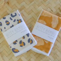SALE | Animal Print and Banana Leaf Burp Cloth - Baby Gift Set - Cheetah Mustard Print Baby Gift - Newborn, Shower, Mom to Be Gift Idea
