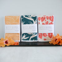 Baby Burp Cloth Set of 3 - Tropical Baby Gift Set - Colorful Anthurium, Bird of Paradise and Wave Prints - Boutique Baby Gift - Layette Gift - Hawaii Baby - bitty bambu