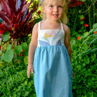 Girls Bird of Paradise Dress - Handmade Hawaiian Cotton Sundress with Fringe Trim