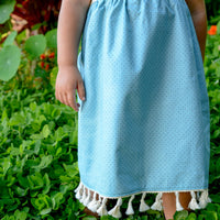 Girls Bird of Paradise Dress - Handmade Hawaiian Cotton Sundress with Fringe Trim