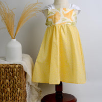 SAMPLE SALE DRESS - Angel's Trumpet in Yellow Twirly Dress with Lace Straps
