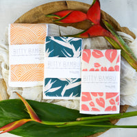Baby Burp Cloth Set of 3 - Tropical Baby Gift Set - Colorful Anthurium, Bird of Paradise and Wave Prints - Boutique Baby Gift - Layette Gift - Hawaii Baby - bitty bambu